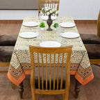72x180 Inches Rectangle Hand Block Printed Cotton Tablecloth, Peach Blue Floral Table Cloths Washable, Indian Table Linen for Halloween Christmas Outdoor Thanksgiving Gifts Home Decor Dinning Outdoor - Image 2