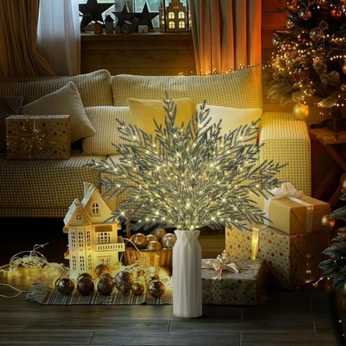 8 Pcs Lighted Norfolk Pine Branches for Vase 35"Artificial Pine Branches - Image 6