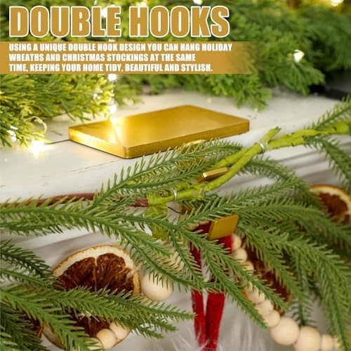 MorningRo 6 Pack 2 in 1 Stocking Holders for Mantle, Gold - Image 3