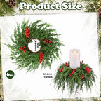 6 Pcs Christmas Draping Wreath Candle Rings - Image 2