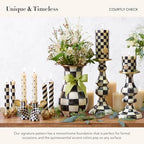 MACKENZIE-CHILDS Pillar Candlestick, Large, Black-and-White Courtly Check - Image 3