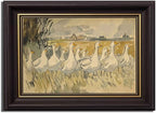 Brown Framed Farmhouse Goose Canvas Wall Art 3D Texture Country Duck Painting Decor Pictures Retro Farm Duck Posters Prints for Bathroom Hotel Kitchen Room Living room Bedroom Decoration by JUZKNMCWallArtwelcomesyou
