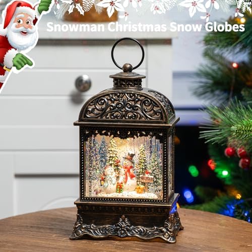 Christmas Snow Globes, Snowman Water Lantern, 8 Christmas Music, USB Powered & Battery, Holiday Decorations Gifts for Family Children or Friends - Image 5