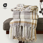 EverGrace Plaid Chenille Knit Throw Blanket, 60"x80", Grey & Beige - Image 4