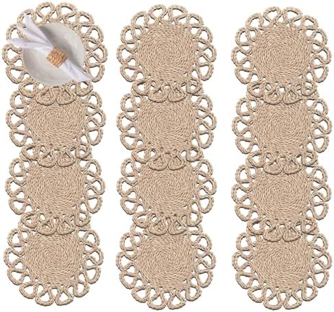 13.8" Set of 12 Round Seagrass Placemats by Laquedecraft by Laquedecraft