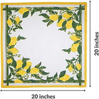 FINGERCRAFT Cloth Napkins Set of 12 Cotton Linen, 20x20 Inch, Lemon Print - Image 6