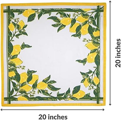 FINGERCRAFT Cloth Napkins Set of 12 Cotton Linen, 20x20 Inch, Lemon Print - Image 6