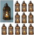 LLQ 12Pcs Mini Lantern for Centerpieces, Small Candle Lanterns Decorative Indoor, Vintage Hanging Moroccan Lantern for Halloween Decorations, Christmas Centerpieces for Tables, Wedding Table Decor by LLQ-LuckLifeQuality