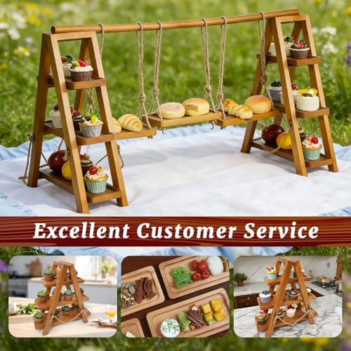 Large 3-Tier Wooden Cupcake Stand,Removable Tray for Cake Fruit Nut Cheese - Image 5
