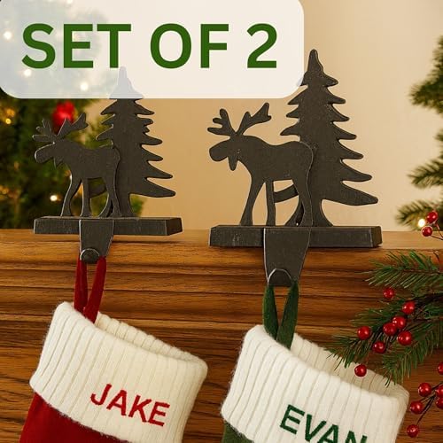 Park Designs Moose & Tree Stocking Hanger Set of 2, Black - Image 4