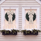 Hotop 2 Pcs 24 Inch Outdoor Christmas Wreath with Large Burlap Velvet Bow - Image 4
