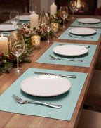 Woven Vinyl Placemats Set of 24, Mint Green - Image 4