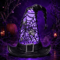 Halloween Witch Hat Snow Globe Lantern with Purple Light & Swirling Glitter, 9.5 Inch Lighted Halloween Tabletop Decor with Spider Web & Hanging Spider, Battery Operated for Mantel Shelf Party by YuxelulmaiGlowforHomeGard