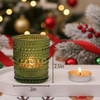 48pcs Votive Candle Holders, Green Glass DIY Wax Filling Tealight Candle Holders, Tea Light Candles Holder for Wedding Table Decoration - Image 3