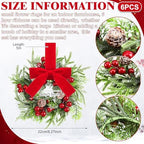 Dingion 18 Pcs Mini Christmas Kitchen Cabinet Wreath, Pine Berries Snowy - Image 3