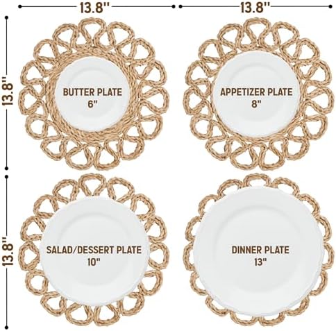 13.8" Set of 8 Corn Husk Woven Round Placemats by DaiVuCrafts - Image 2
