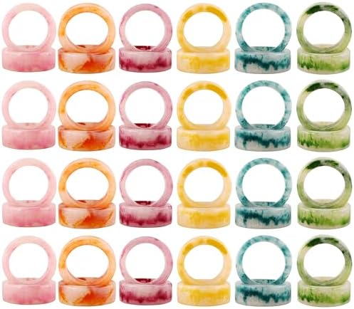 Unique Artisan Resin Napkin Rings Set of 48, Luxurious Modern Table Decor, High-End Designer Napkin Holders for Sophisticated Dining, Everyday Use & Outdoor Dining (Pastel) - ALPHA Living HOME by ALPHALivingHOME