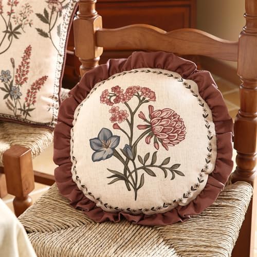 ISAENNE Designer Linen Throw Pillow Cover,Set of 2,Diameter 16"-Helena D - Image 6