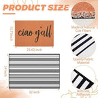 Ciao Y'all Doormat, 2pcs Layered Front Door Mats with Coir Texture Welcome Doormat and Black White Striped Under Non Slip Mat, Farmhouse Porch Decor for Home Entry, Entryway Home Outdoor Decor - Image 2