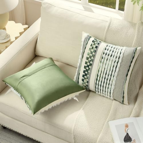 FUTEI 2 Pack Tufted Throw Pillow Covers Covers 50x50 cm,Green - Image 4