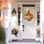 Fall Wreaths for Front Door Outside 24 Inch Autumn Wreath with Pumpkins, Sunflowers, Maple Leaves, Berries & Burlap Bow Fall Door Wreath, Autumn Wreaths for Front Door, Thanksgiving Halloween Decor - Image 5