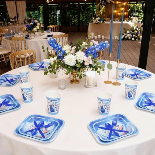 Ziliny 50 Set Hanukkah Party Supplies Chanukah Paper Goods, Square - Image 5