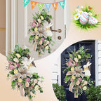 Easter Wreaths for Front Door, Easter Artificial Egg Wreath Decoration, Bunny Carrot Spring Wreath Farmhouse Home Indoor Outdoor Easter Decor, Green-2, TADEAU-01 - Image 2