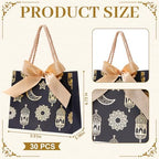 Marspark 30 Pcs Ramadan Mubarak Reusable Gift Bags with Bow, Black Gold Foil Stamping, Eid Lantern Treat Bags with Handles, Reusable Eid for Gifts Wrapping, Kareem Party Supplies, 14 * 6 * 12cm - Image 2
