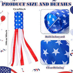 Remagr 10 Pcs Patriotic 4th of July Decorations Outdoor, 2 American Flag Windsocks, Independence Day Porch Banners with 6 USA Pleated Bunting Flags, Red White Blue Labour Day Decor for Yard Garden - Image 4
