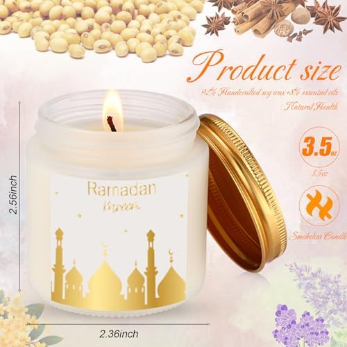 MTLEE 12 Pcs Ramadan Gifts Ramadan Mubarak Scented Candles Jar Eid Candles Eid Mubarak Muslim Scented Light Islamic Party Favors Gifts for Home Muslim Islam Festival Holiday Decor (White) - Image 2