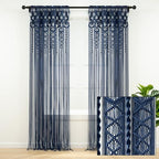 Lush Decor Boho Macrame Textured Cotton Window Curtain Panel Single 40" W x 84" L Navy - Macrame Curtains for Windows, Room Divider, Boho Wall Decor - Image 5