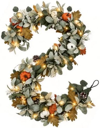 6FT Fall Garland with Lights for Autumn Mantel Decor by Unknown