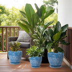 Ceramic Flower Pot - 10 Inch Planter with Drainage Hole and Saucer, Modern Large Planters, Decorative Plant Pot for Indoor Ourdoor, Room Home Garden Porch Decor, Plant Lover Gifts, Blue - Image 7