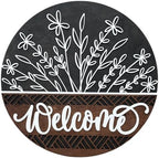 Wood front door sign Wood sign Home decor Welcome sign Sign for front door House warming gift Wedding gift (DS016-Wildflower 1.0, 22" Width) by Unknown