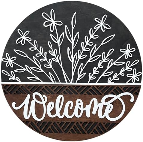 Wood front door sign Wood sign Home decor Welcome sign Sign for front door House warming gift Wedding gift (DS016-Wildflower 1.0, 30" Width) by Unknown