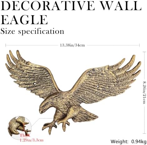 Linton Arst Cast Iron American Eagle Wall Decor, Vintage Gold Freedom Flyer Eagle Plaque, Metal Eagle Statue Indoor Outdoor Hanging Wall Art - Image 2