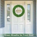 30Inch Green Boxwood Wreaths for Front Door Realistic All Season Eucalyptus - Image 7