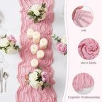LemonRoad 4 Pcs Cheesecloth Table Runners Boho Gauze Fabric,Dusty Pink - Image 5