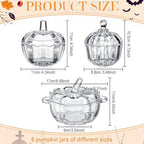 Mimorou 6 Pcs Glass Pumpkin Candy Jars with Lids, 3 Sizes Clear Bowls - Image 2