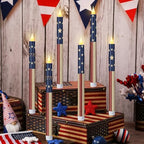 Honoson 6 Pcs 4th of July Flameless Taper Candles Patriotic 10.6 Inch - Image 4