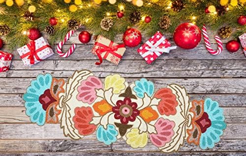 Hand Beaded Blue Orange Multi Runner 13x36 Christmas Décor - Image 3