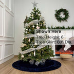 60-Inch Ruffled Velvet Christmas Tree Skirt, Navy Blue - Image 2