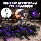 Pre-Lit Halloween Garland 9FT Decorations Black Real Touch Cedar Cypress Pine Plant Artificial Halloween Garland with Lights for Mantle, Fireplace, Table, Stairs, Door, Indoor Outdoor Decorations - Image 5