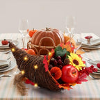 20pcs Thanksgiving Cornucopia Basket Set Fall Table Centerpieces 18inch Horn Cornucopia Centerpiece of Plenty Harvest Decor with Artificial Leave Acorn Fruits Decor for Autumn Dining Table Centerpiece - Image 5