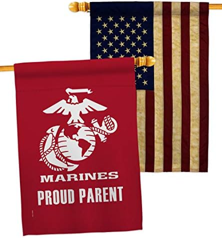 Proud Marine Parent House Flag - Pack Armed Forces Corps USMC Semper Fi United State American Military Veteran Retire Official USA Vintage Applique - Garden Yard Gift Double-Sided 28 X 40 by Unknown