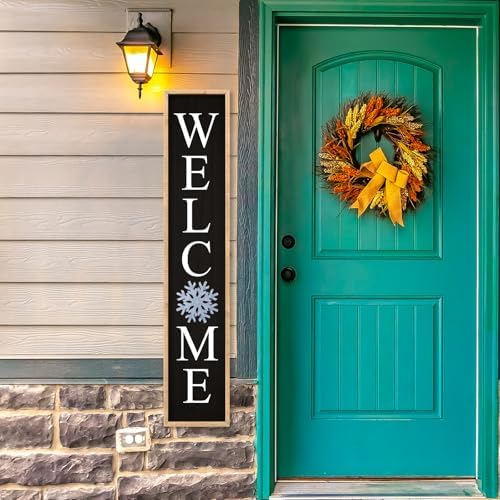 Interchangeable Welcome Sign for Front Porch Door, 45"X9" Wood Black - Image 5