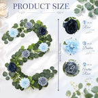 6 Pack Blue Eucalyptus Flower Garland Total 35.4 ft - Image 2