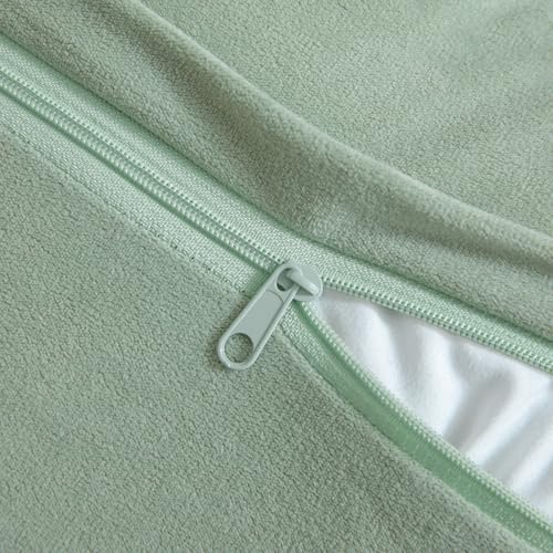Yaertun Set of 2 Decorative Throw Pillow Covers Thick Plush Wool Throw Pillows Super Soft Luxury Faux Rabbit Fur Velvet Cushion Covers for Couch Sofa Bed Living Room 26x26 Inch Sage Green - Image 4