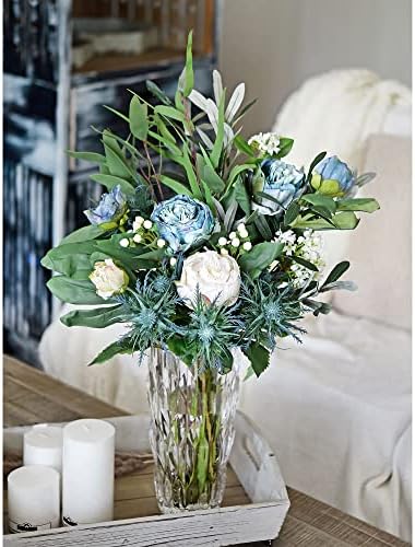FiveSeasonStuff Vintage Dusty Blue Peonies – Realistic Artificial Silk Flowers with Dry-Look Petals, 6 Stems for Rustic Home & Wedding Bridesmaids Bouquet Bridal Showers - Image 4
