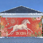 Garage Door Banner 7x16FT, 2026 Fireworks and Running Horse Garage Door Cover, Large Outdoor Decoration for Garage Doors, Driveways, New Year Parties and Countdown Celebrations - Image 2